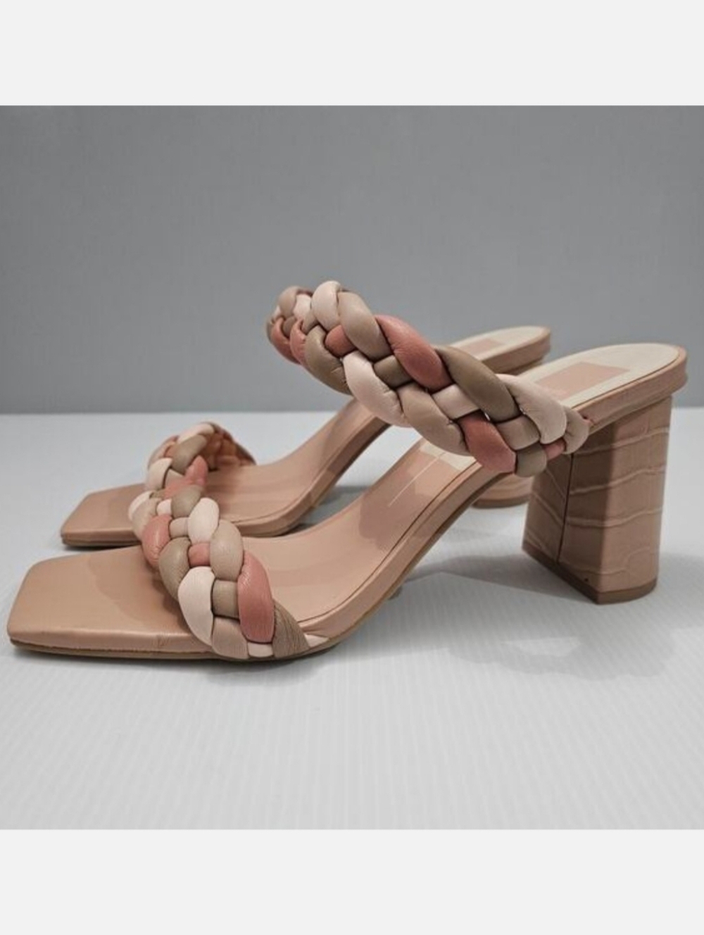 Dolce Vita Paily Braided Slide Sandal Rose Pink Multi Block Heel Womens 10